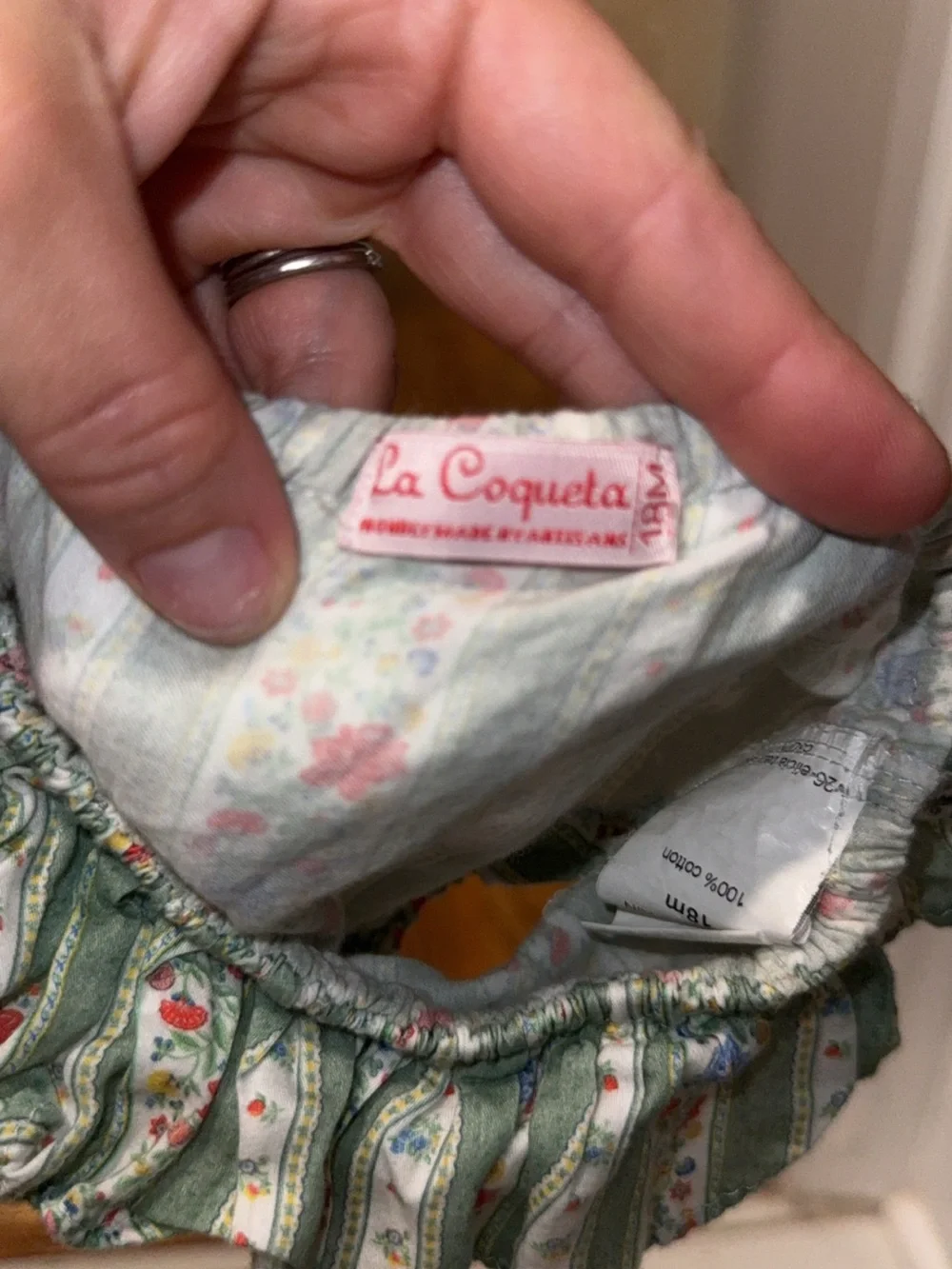 La Coqueta Sage Floral Stripe Elicia Baby Girl Summer Set 18M Green Red White